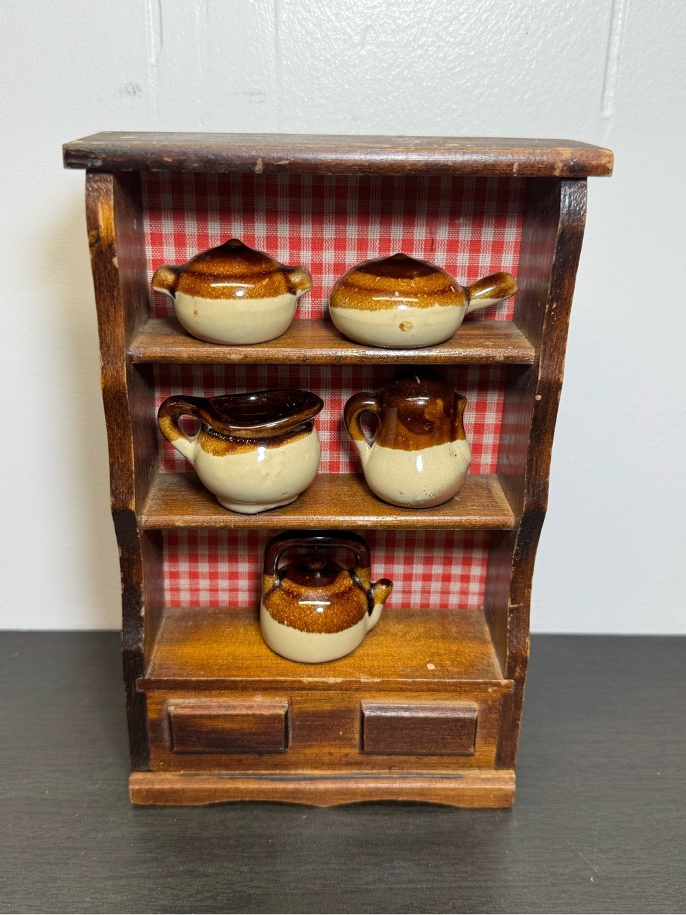 Vintage Miniature Stoneware Pottery -  Doll House Cooking Furniture & Shelf